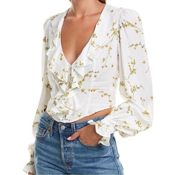 Divine Heritage Tops - Divine Heritage Floral Print V-Neck Crop Top – NWOT – Size XS